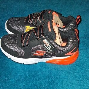 Skechers Kids Black and Orange Sneakers